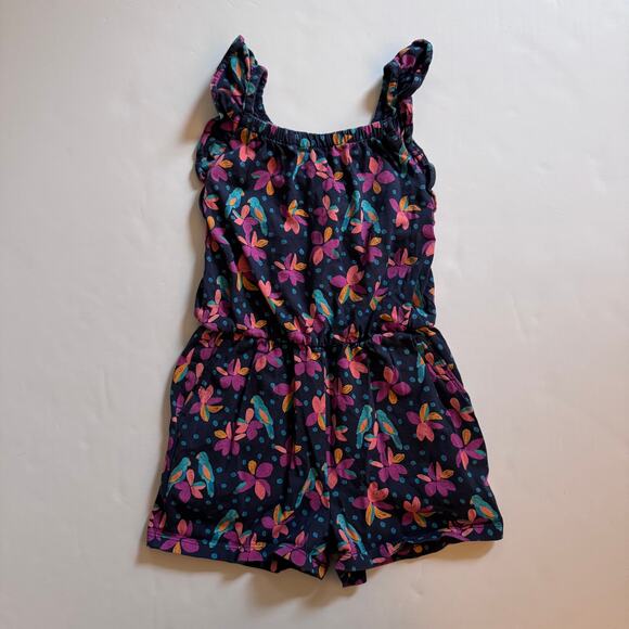 Tea Collection navy floral birds romper - Picture 2 of 5